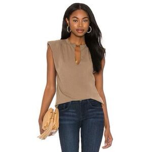 FRAME • Padded Shoulder V Neck in Desert